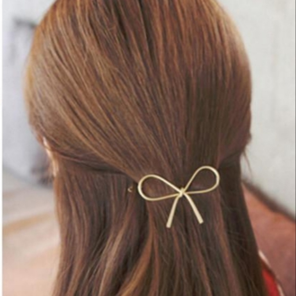 Golden Hairgrips Metal Bow Hair Clips Gold - Picture 4 of 5